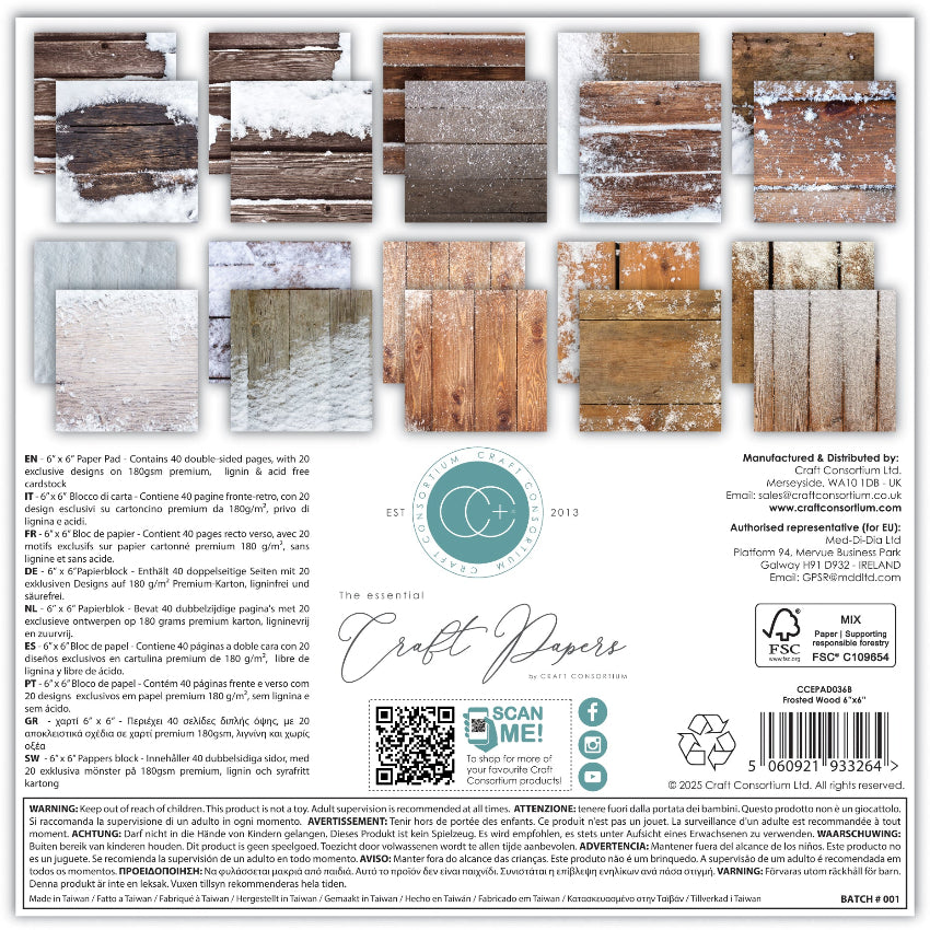 Craft Consortium Ink Drops Frosted Wood 6 x 6 Paper Pad ccepad036b image 1