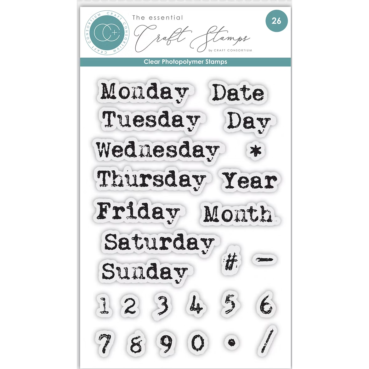 Craft Consortium Journal Days Of The Week Clear Stamps ccetmp001