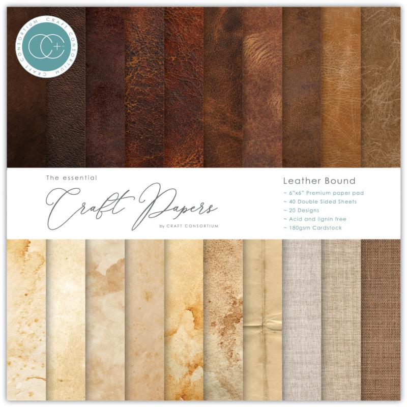 Craft Consortium Leather Bound 6 x 6 inch Paper Pack ccepad035b