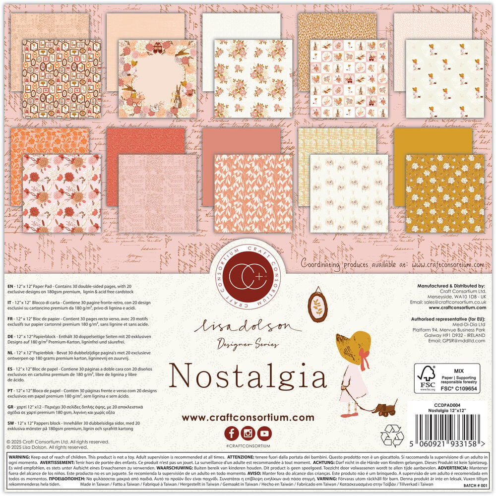Craft Consortium Nostalgia 12 x 12 Paper Pad ccdpad004 image 1