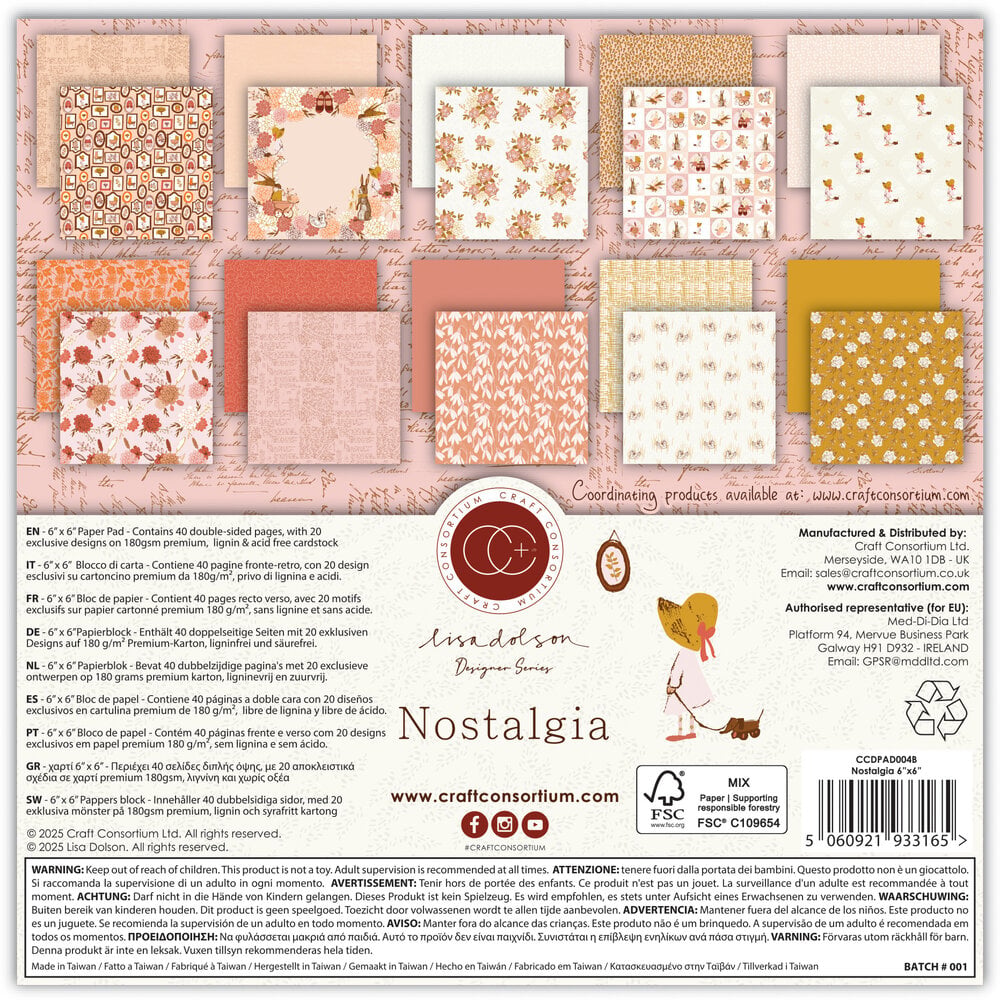 Craft Consortium Nostalgia 6 x 6 Paper Pad ccdpad004b image 1