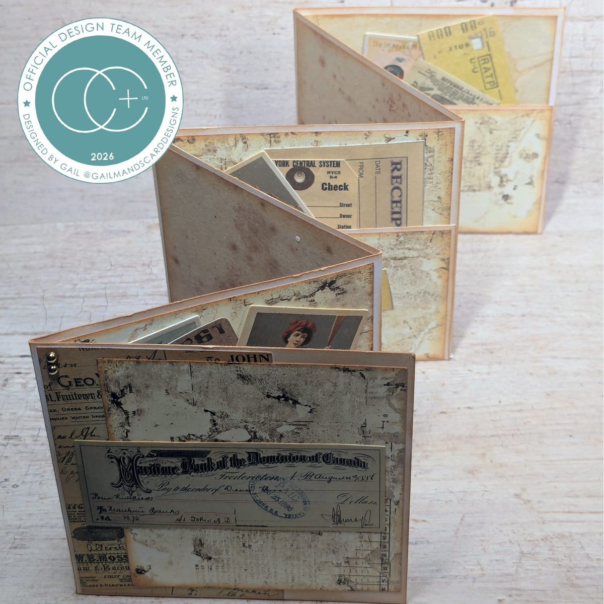 Craft Consortium Old Ledger 6 x 6 inch Paper Pad ccepad045b fold out receipt card