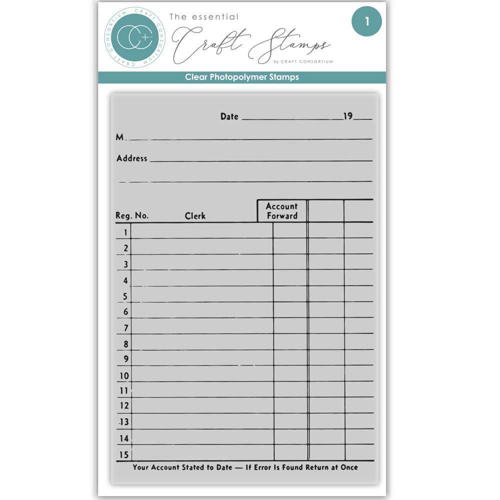 Craft Consortium Old Ledger Clear Stamp ccestmp020 s