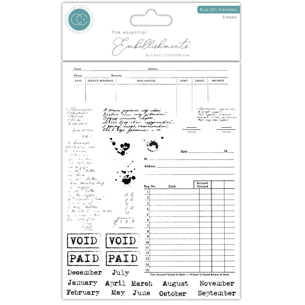 Craft Consortium Old Ledger Rub on Transfers cerubt003s