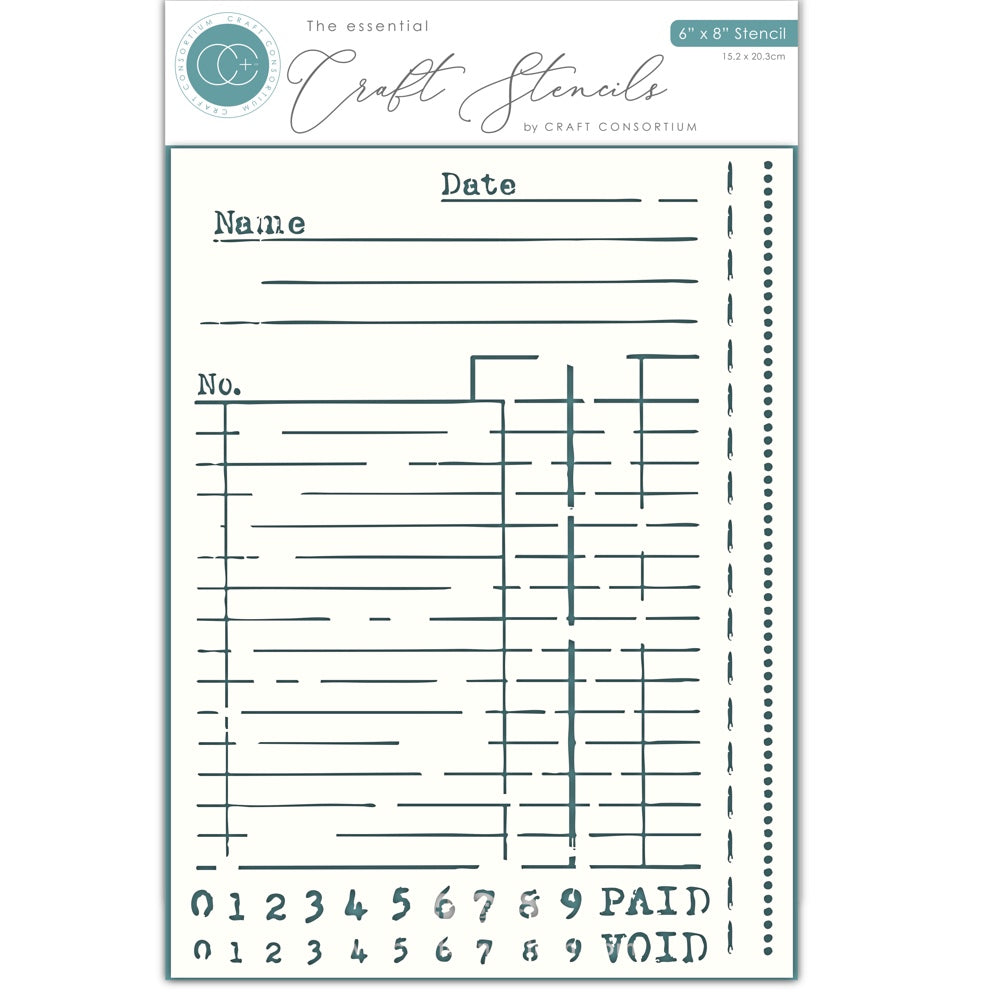 Craft Consortium Old Ledger Stencil ccestnl001s