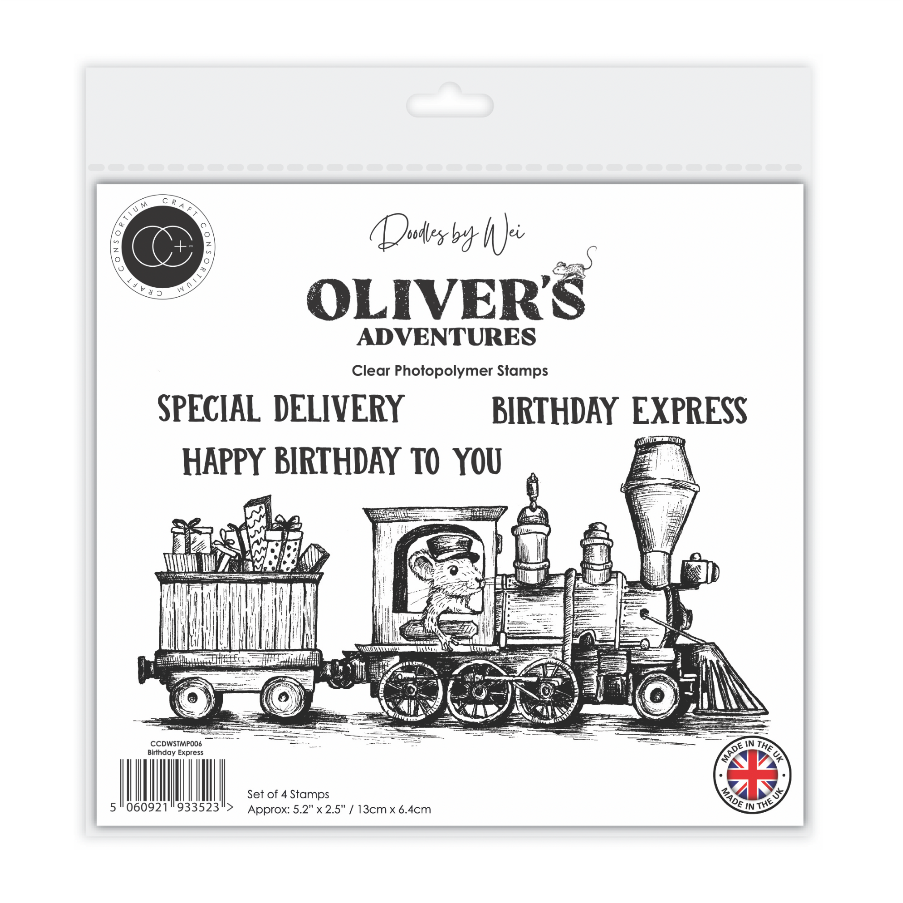 Craft Consortium Oliver's Adventures Birthday Express Clear Stamps ccdwstp006