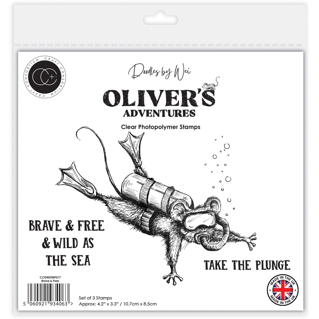 Craft Consortium Oliver's Adventures Brave and Free Clear Stamps ccdwstmp017