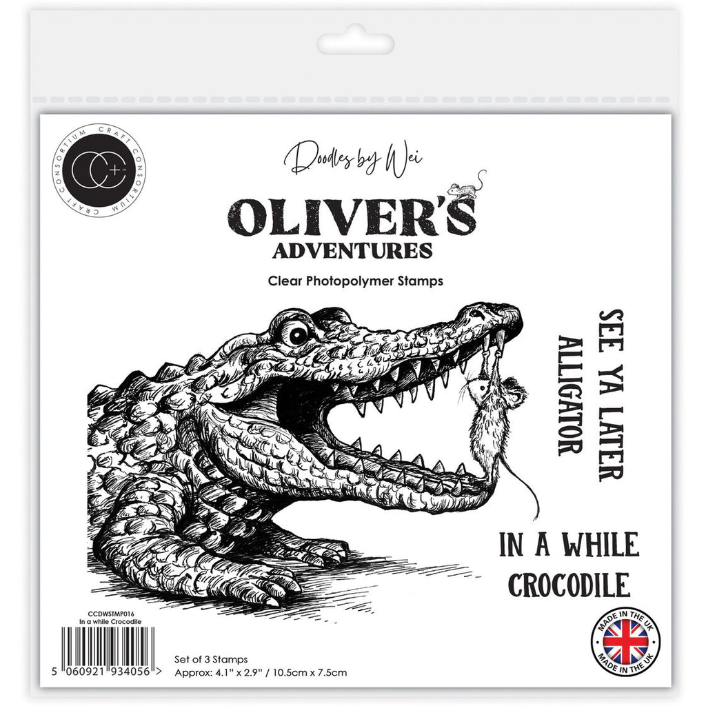 Craft Consortium Oliver's Adventures In A While Crocodile Clear Stamps ccdwstmp016