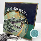 Craft Consortium Oliver's Adventures In A While Crocodile Clear Stamps ccdwstmp016 gold stitched border