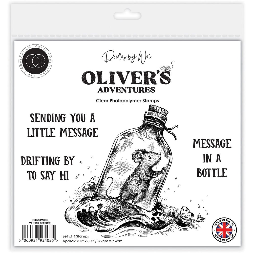Craft Consortium Oliver's Adventures Message In A Bottle Clear Stamps ccdwstmp013