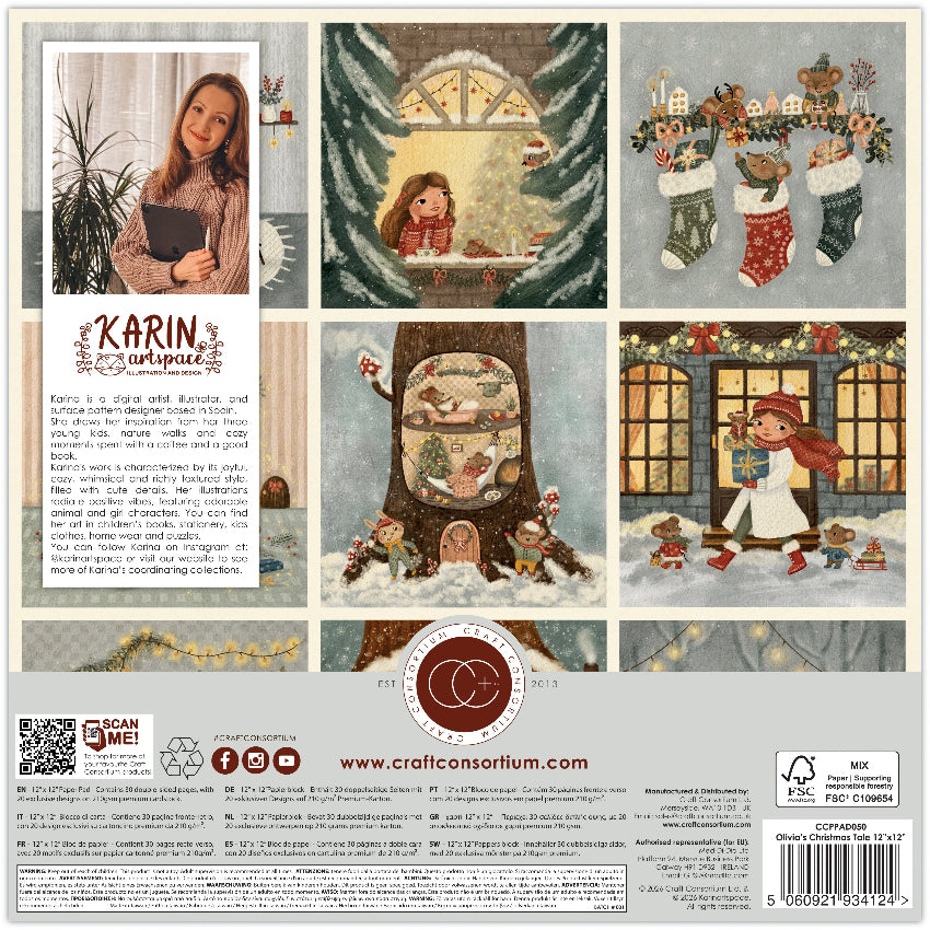 Craft Consortium Olivia's Christmas Tale 12 x 12 Paper Pad