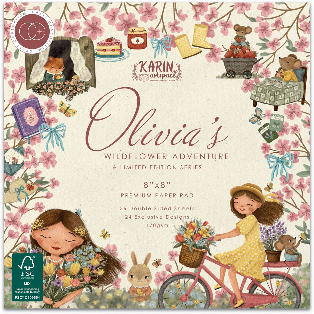 Craft Consortium Olivia's Wildflower Adventures 8 x 8 inch Paper Pad cclpad003