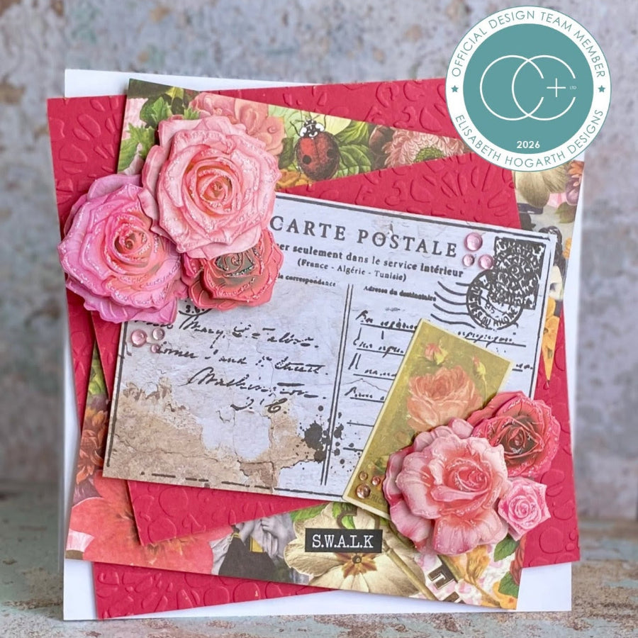 Craft Consortium Rose 3D Decoupage Flowers cestk005 pretty flowers red card
