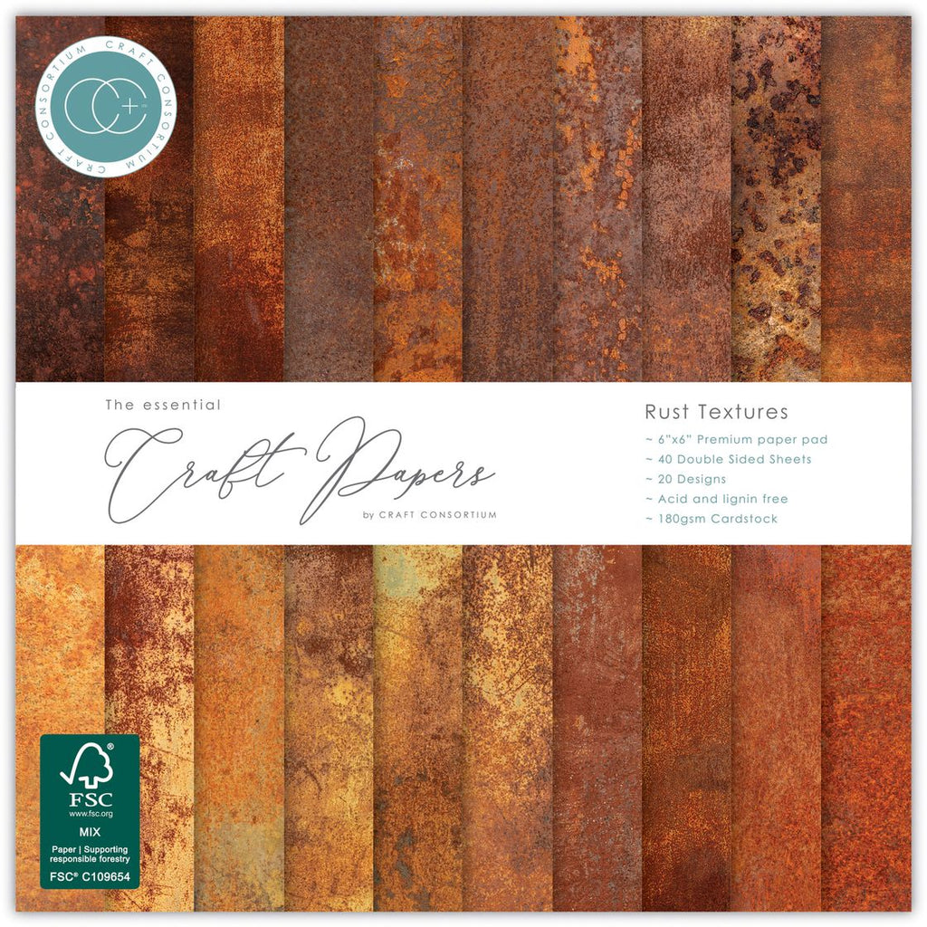 Craft Consortium Rust Textures 6 x 6 inch Paper Pack ccepad043b