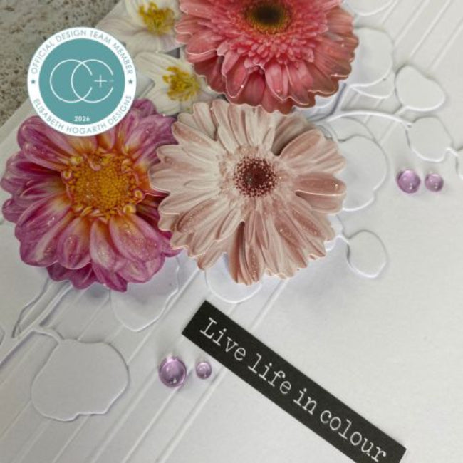 Craft Consortium Soft Pastel 3D Decoupage Flowers cestk001 purple bubbles live life in colour card
