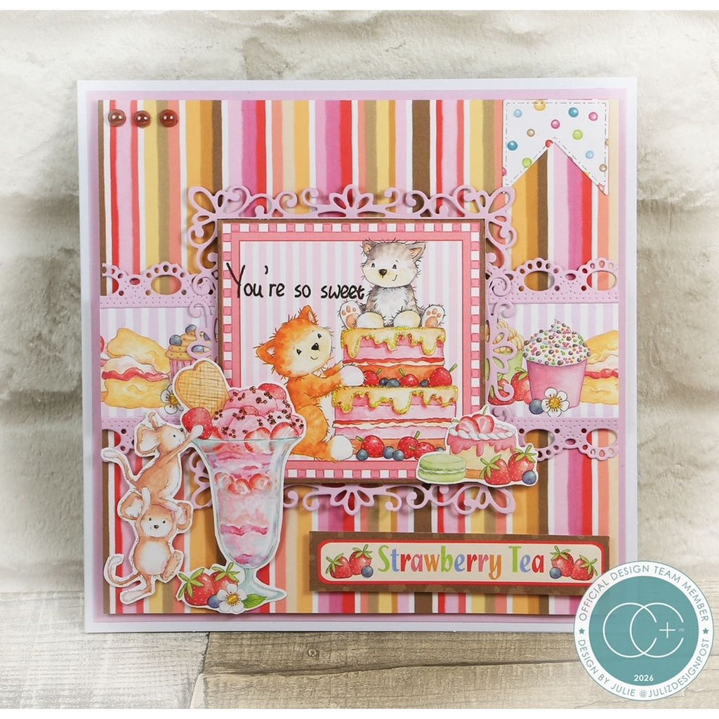 Craft Consortium Strawberry Tea 8 x 8 inch Paper Pad cclpad002 lots of stripes