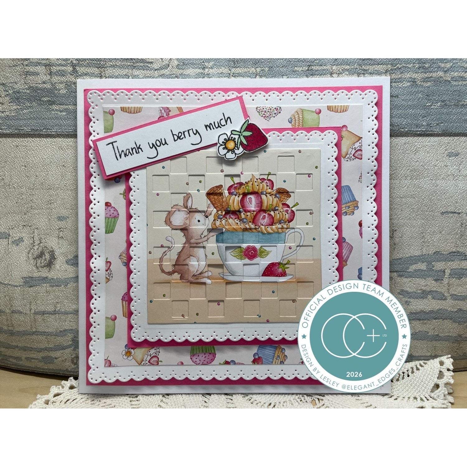 Craft Consortium Strawberry Tea 8 x 8 inch Paper Pad cclpad002 thank you berry much
