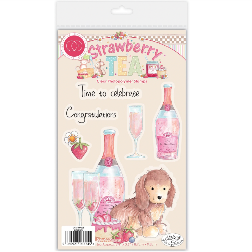 Craft Consortium Strawberry Tea Celebrate Clear Stamps cclstmp006