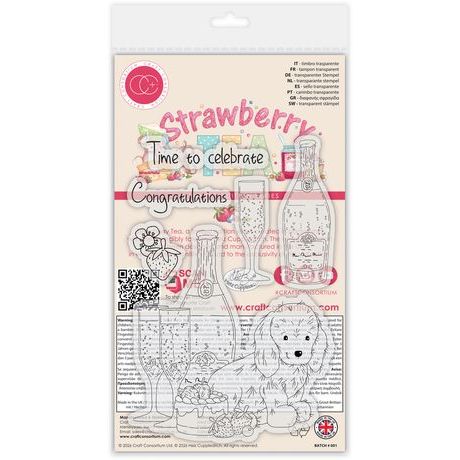 Craft Consortium Strawberry Tea Celebrate Clear Stamps cclstmp006 outline