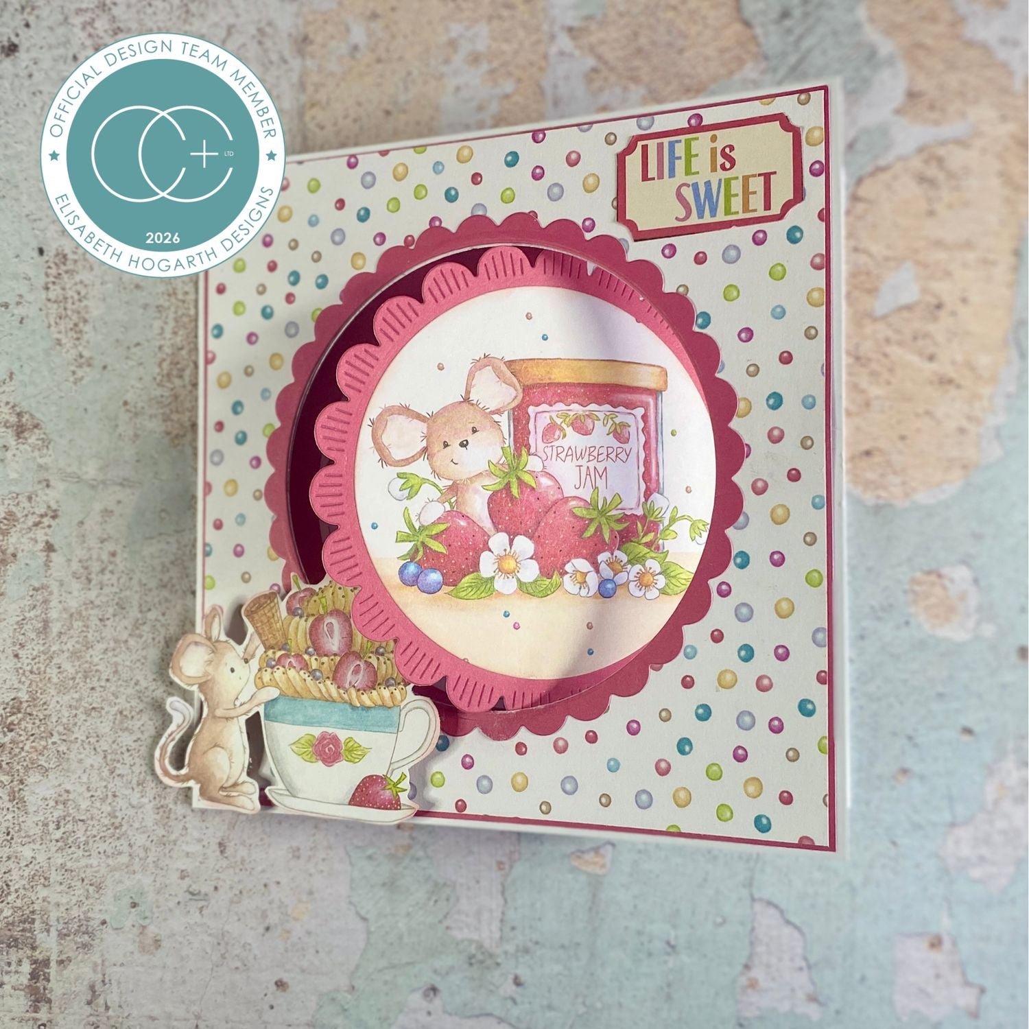 Craft Consortium Strawberry Tea So Sweet Clear Stamps cclstmp004 colorful dots