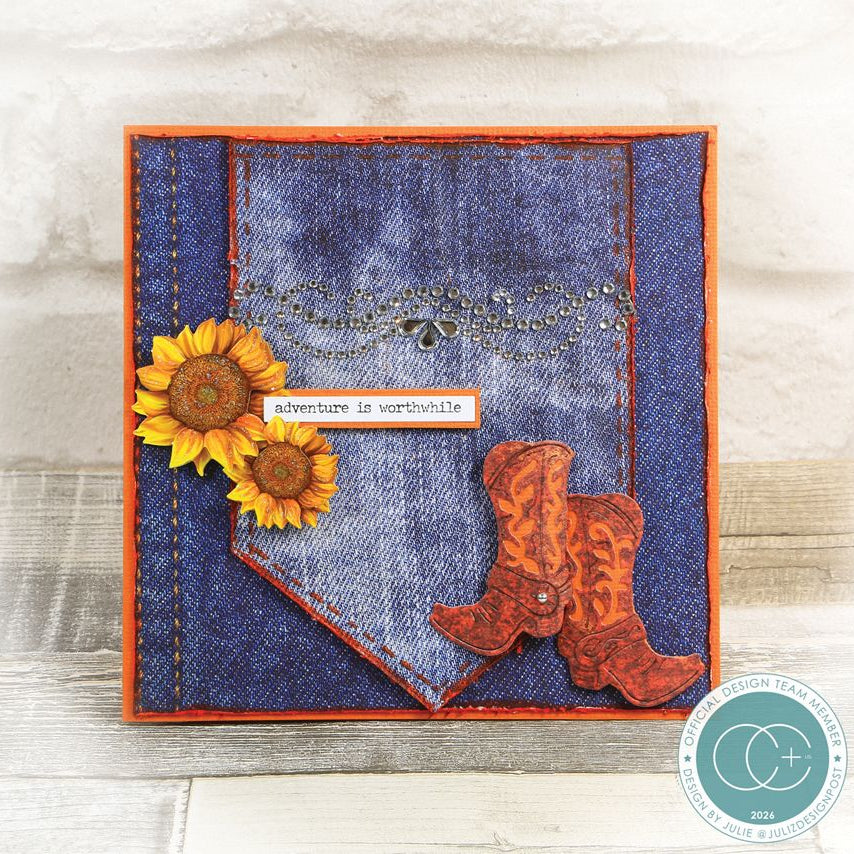 Craft Consortium Sunflower 3D Decoupage Flowers cestk008 blue jeans cowboy boots card