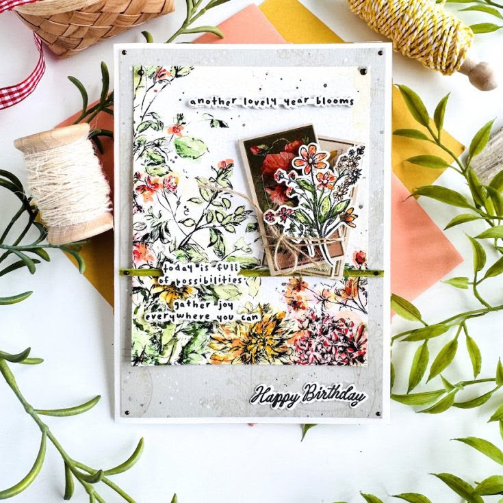 Craft Consortium The Collector Flowers Ephemera ceeph003 happy birthday card bobbi lemanski