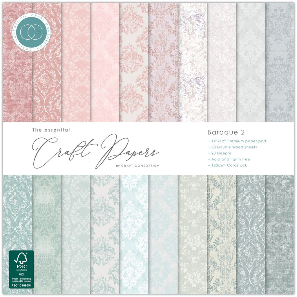 Craft Consortium The Essential Craft Papers Baroque 2 12 x 12 inch Paper Pack ccepad039