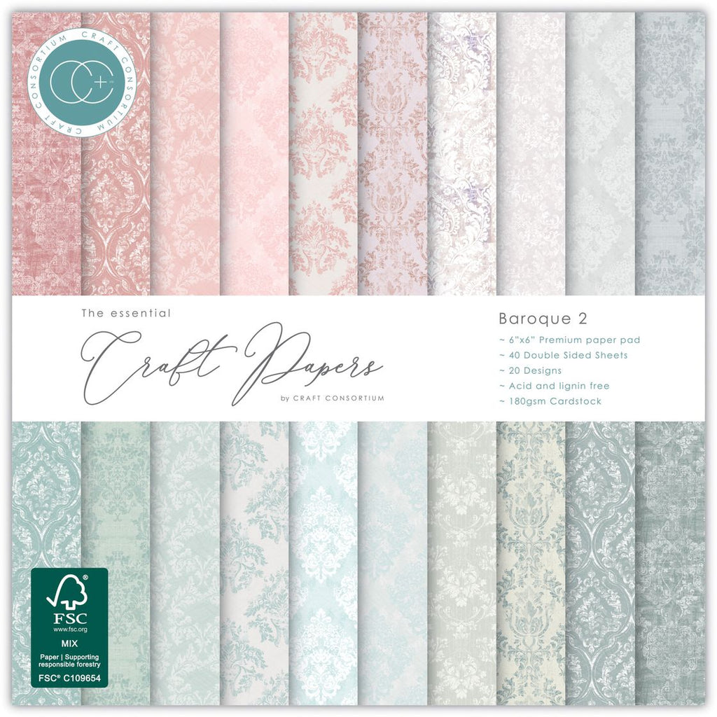 Craft Consortium The Essential Craft Papers Baroque 2 6 x 6 inch Paper Pack ccepad039b