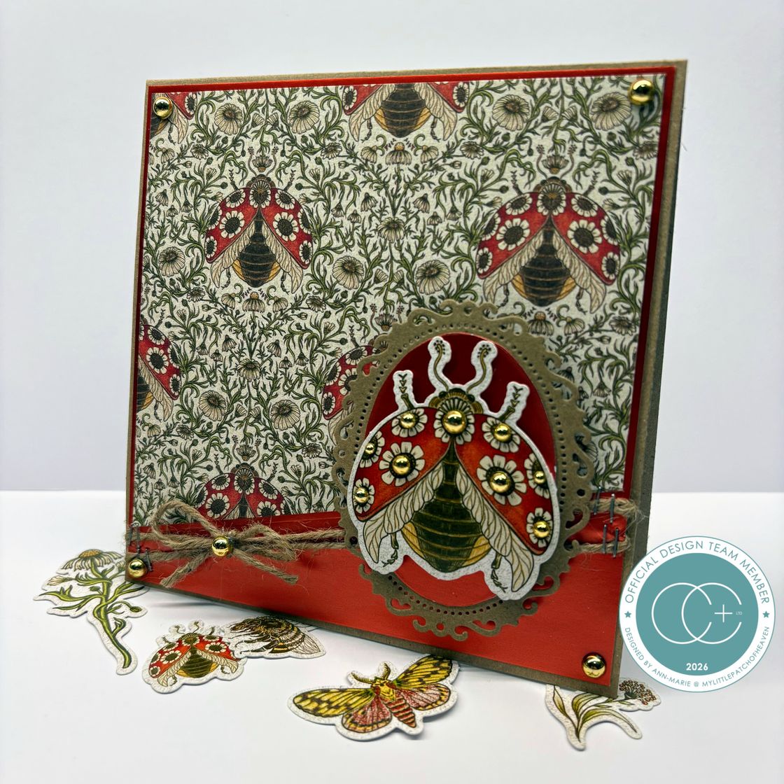 Craft Consortium Vintage Summer 12 x 12 Paper Pack ccpad049 ladybugs card