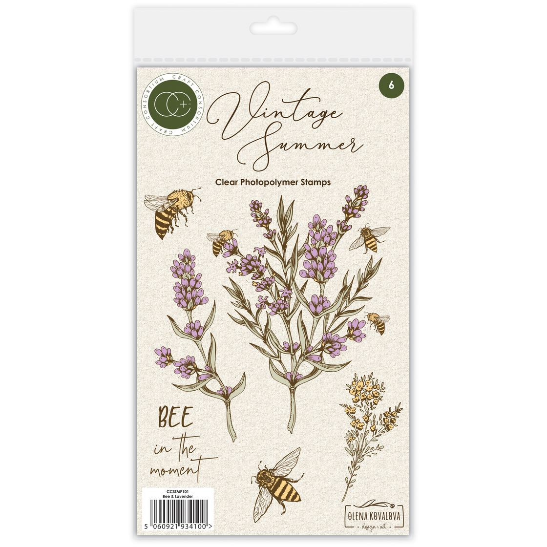 Craft Consortium Vintage Summer Bee and Lavender Clear Stamps ccstmp101