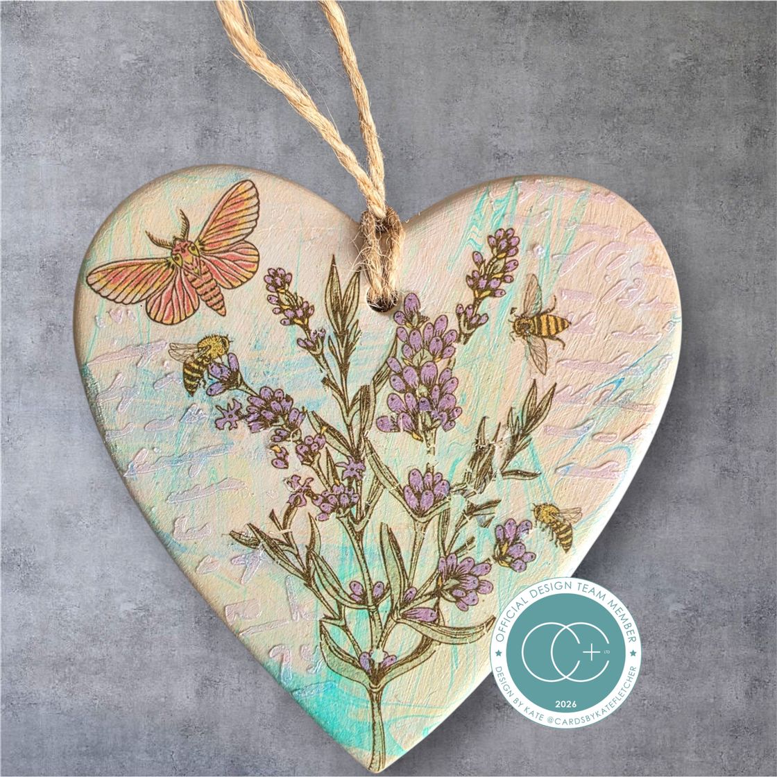 Craft Consortium Vintage Summer Bee and Lavender Clear Stamps ccstmp101 cute heart shaped pendant