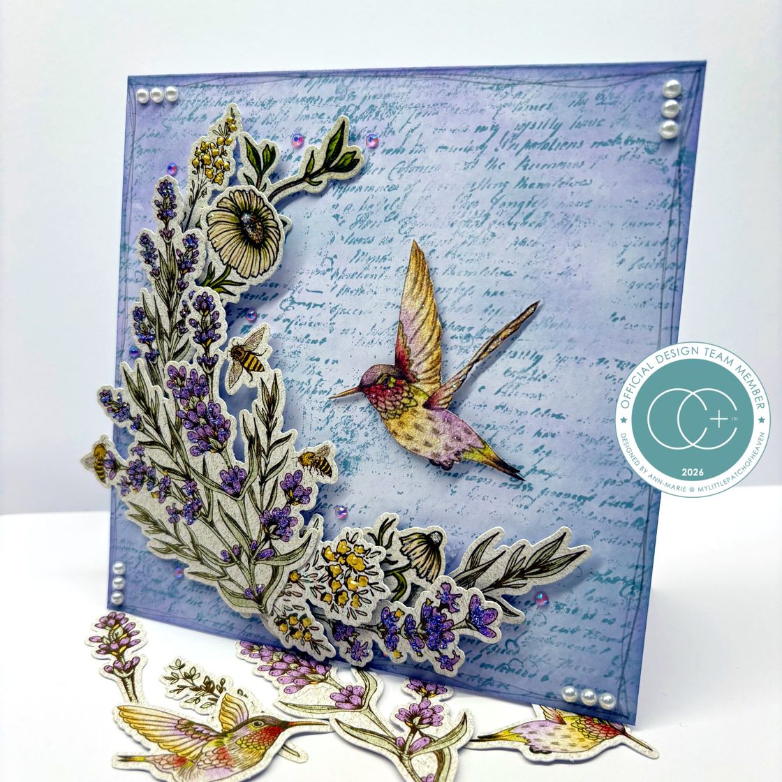 Craft Consortium Vintage Summer Ephemera cceph015 hummingbird pearls card