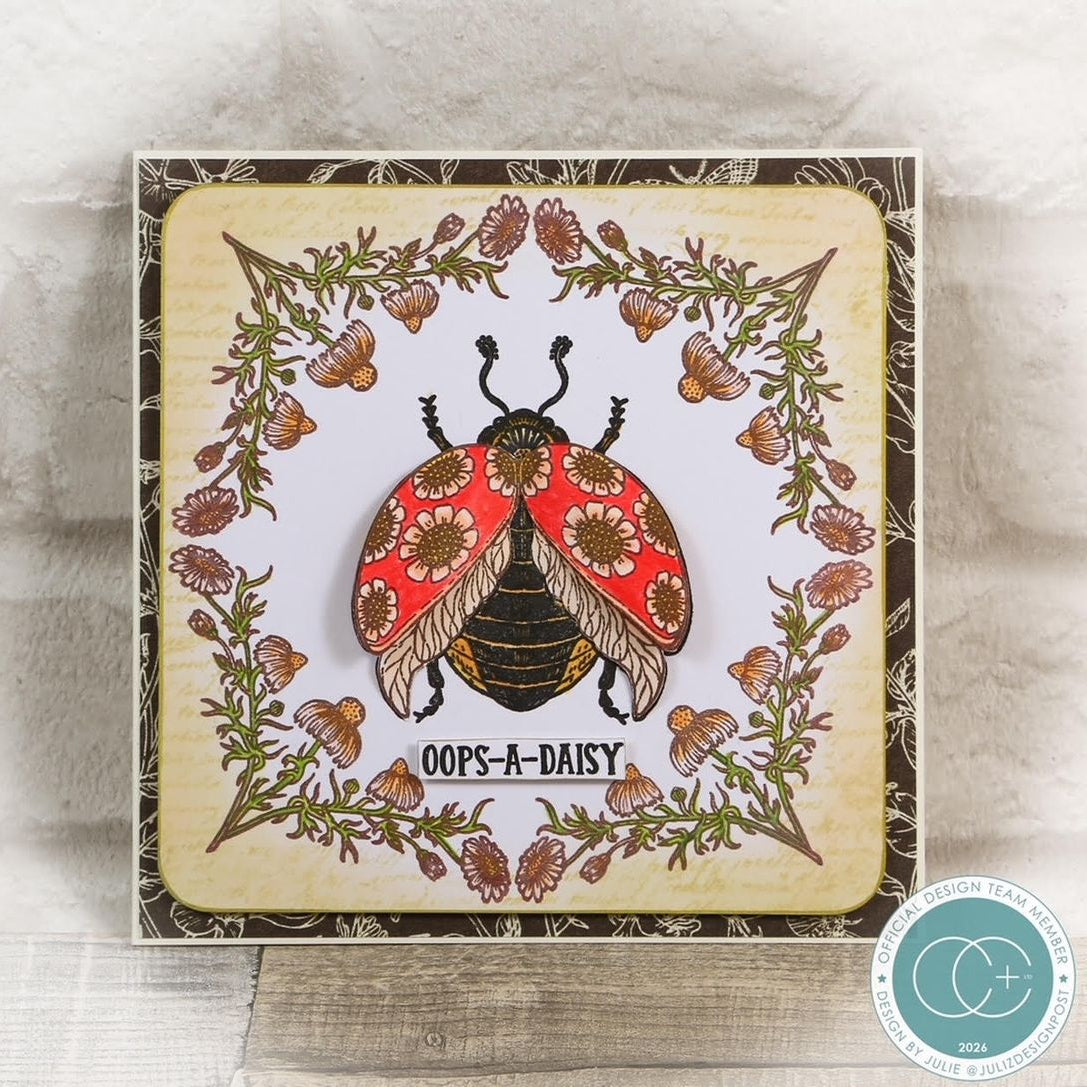 Craft Consortium Vintage Summer Ephemera cceph015 ladybug with flower spots card