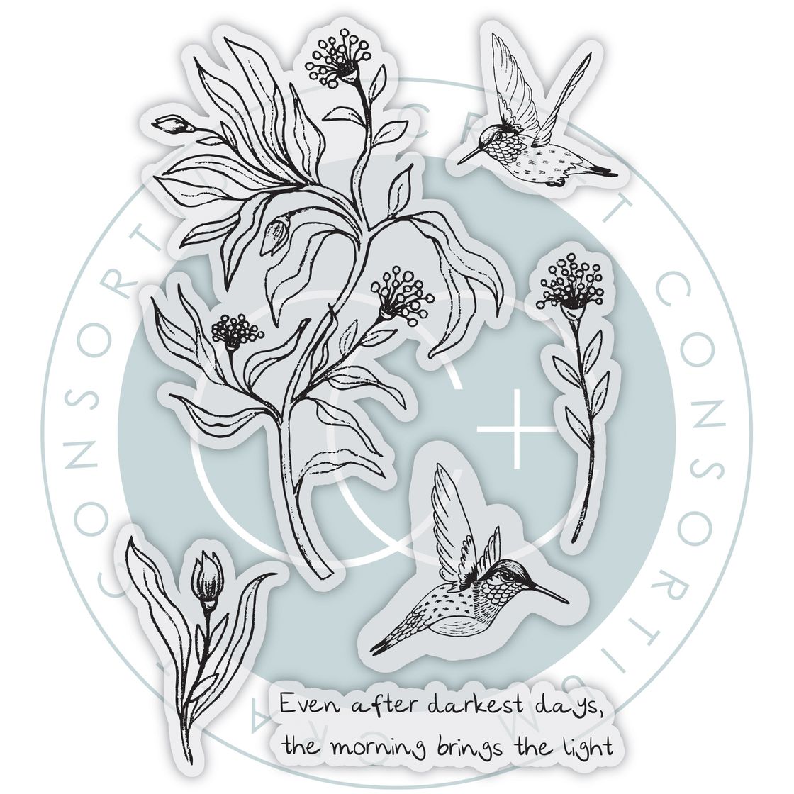 Craft Consortium Vintage Summer Hummingbird Clear Stamps ccstmp103 contents inside package
