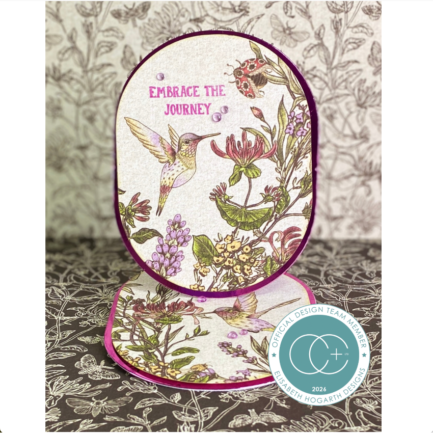 Craft Consortium Vintage Summer Hummingbird Clear Stamps ccstmp103 pretty flowers embrace the journey card