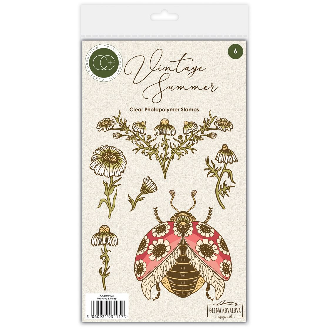 Craft Consortium Vintage Summer Ladybug and Daisy Clear Stamps ccstmp102