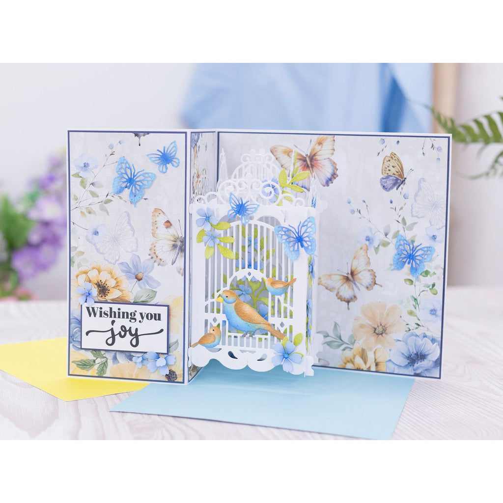 Crafter's Companion 3D Birdcage Garden Pavillion Pop Up Dies cc-md-3dgapav Wishing You Joy Card