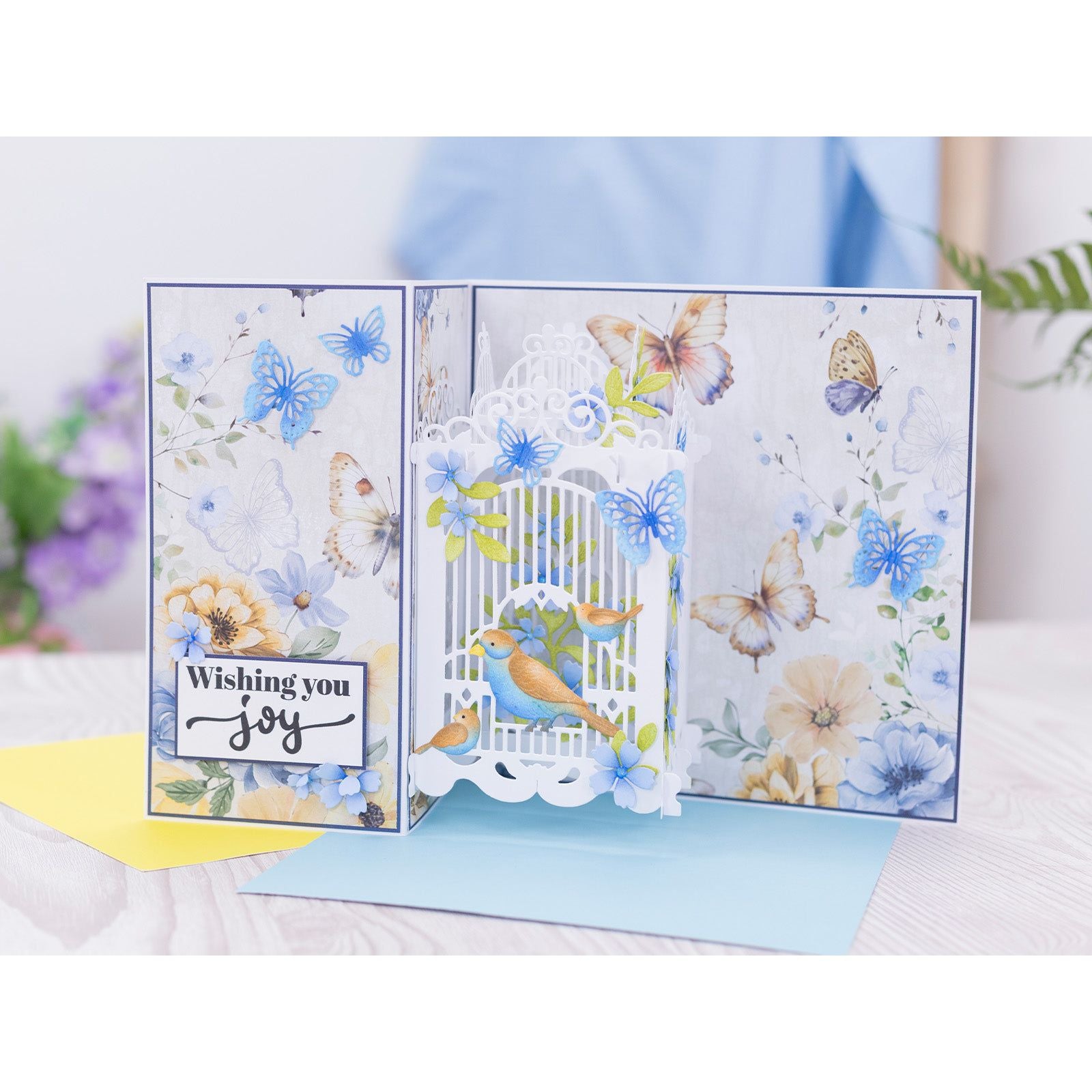Crafter's Companion 3D Birdcage Garden Pavillion Pop Up Dies cc-md-3dgapav Wishing You Joy Card