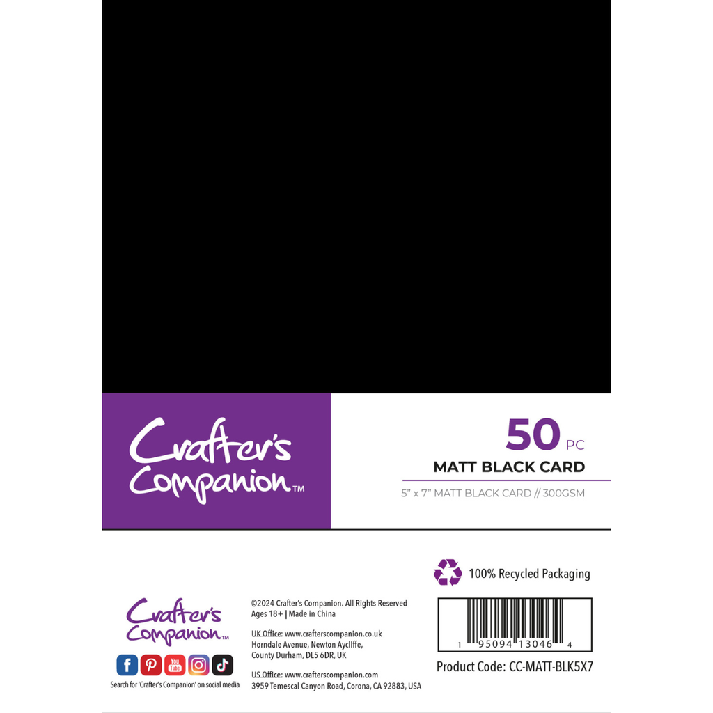 Crafter's Companion 5 x 7 Matt Black Cardstock cc-matt-blk5x7