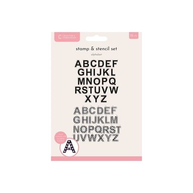 Crafter's Companion Alphabet Clear Stamp And Stencils Set cc-stp-sten-alph