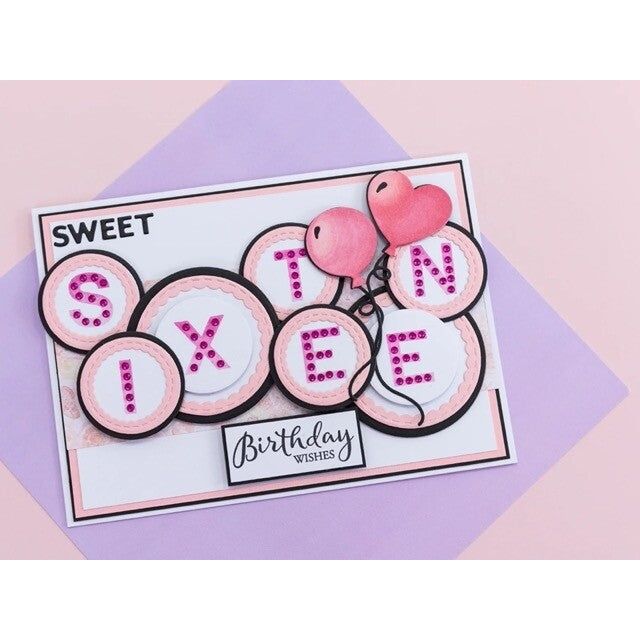 Crafter's Companion Alphabet Clear Stamp And Stencils Set cc-stp-sten-alph Sweet Sixteen Card