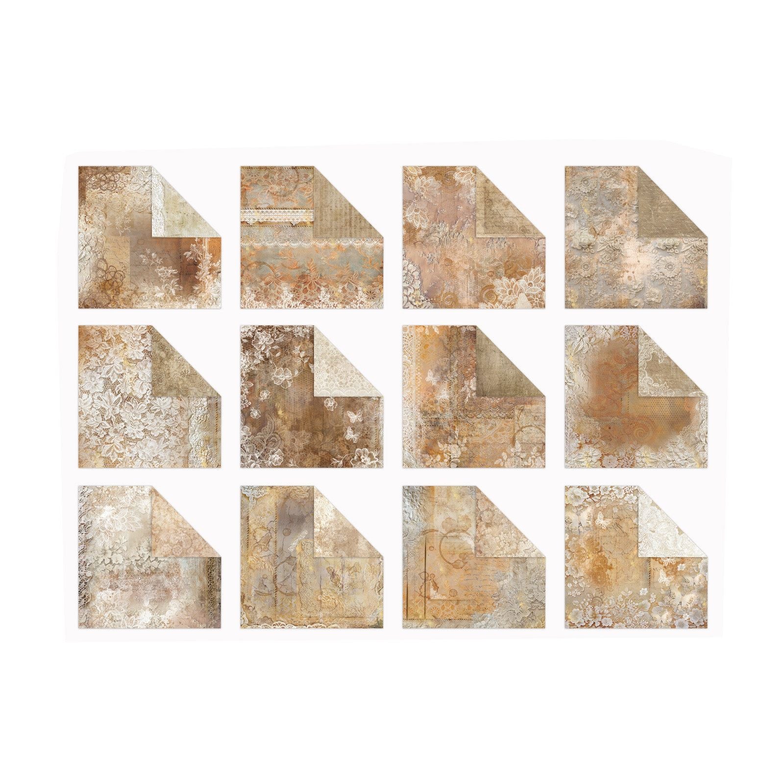 Crafter's Companion Antique Lace 12 x 12 Paper Pad ss-al-pad12 Pattern Images
