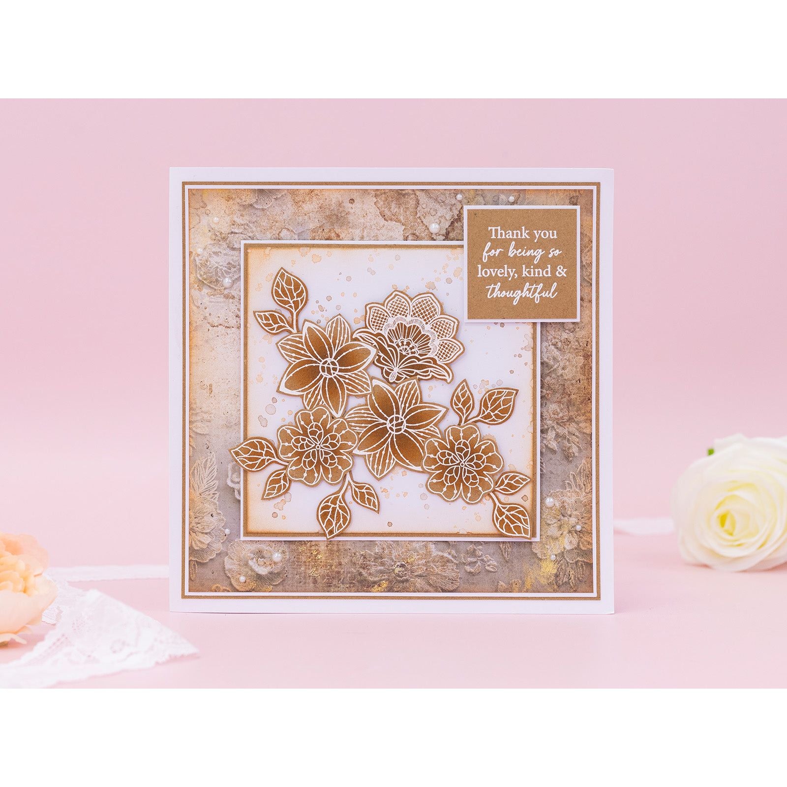 Crafter's Companion Antique Lace 12 x 12 Paper Pad ss-al-pad12 Thank You For Being Thoughtful Card