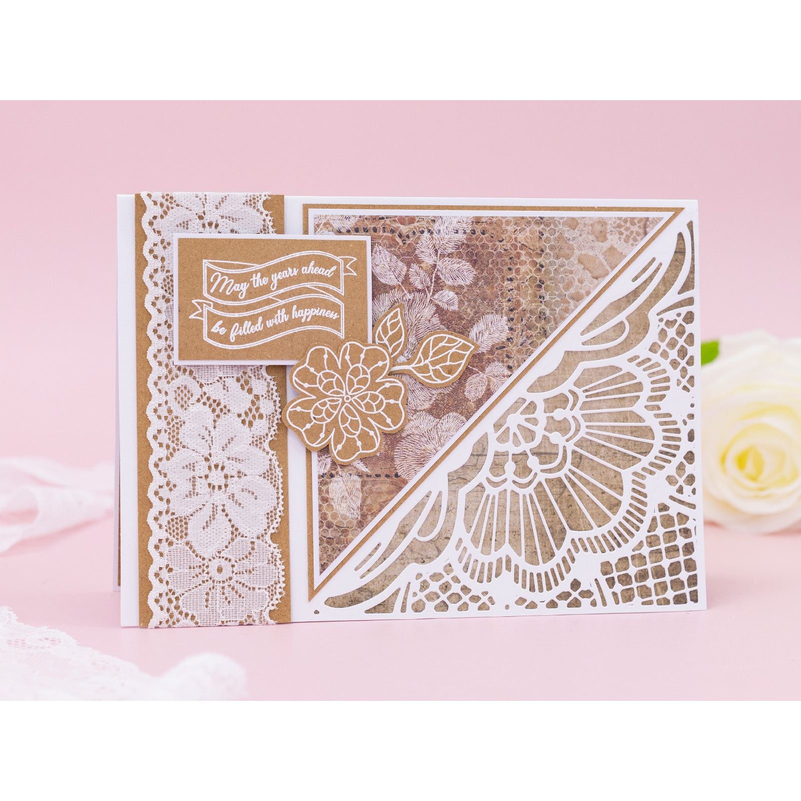 Crafter's Companion Antique Vintage Lace ss-al-vlac May The Years Ahead Be Filled With Happiness Card