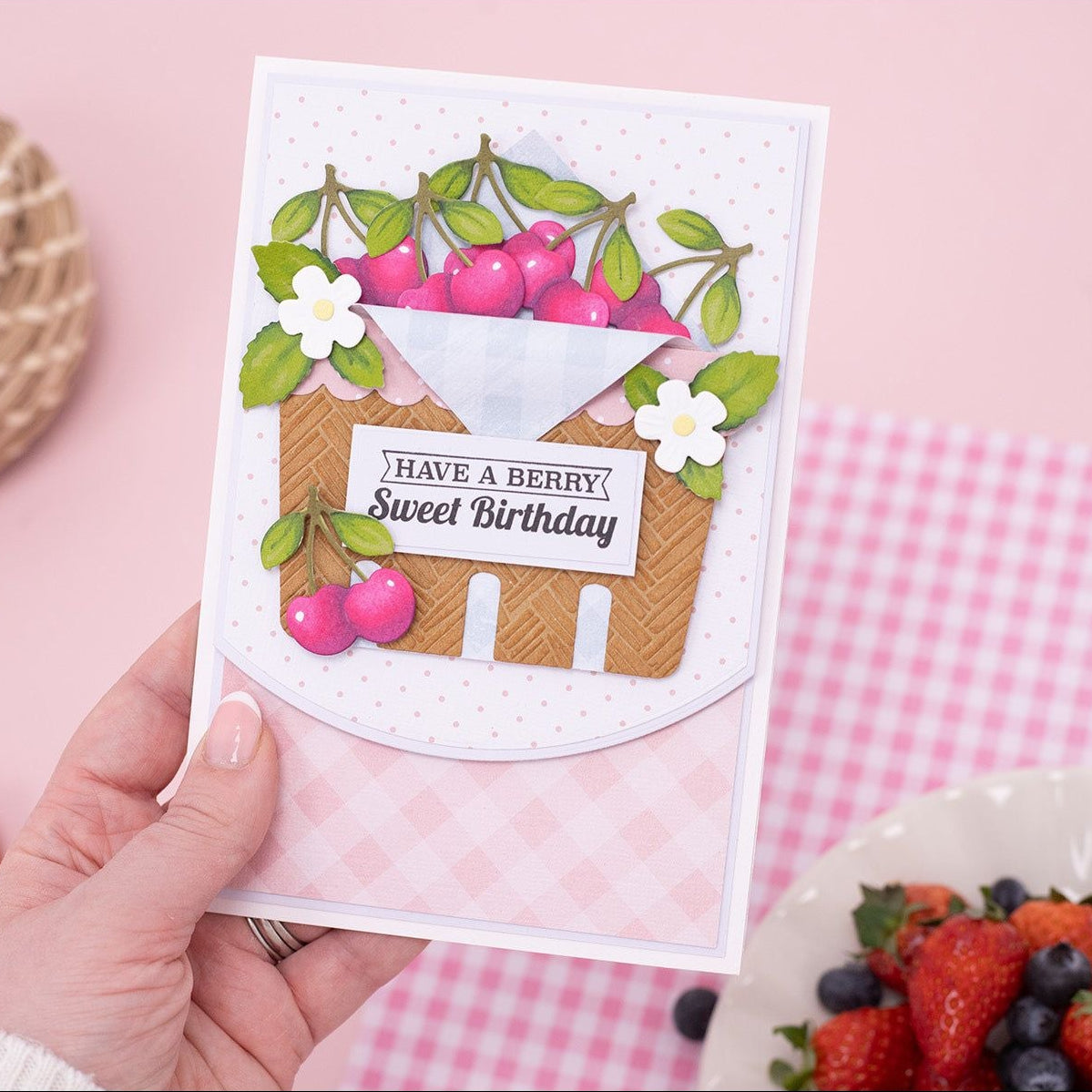 Crafter's Companion Berry Basket Dies And Stencils Set ng-bb-md-sten-beba Have A Very Sweet Birthday Card