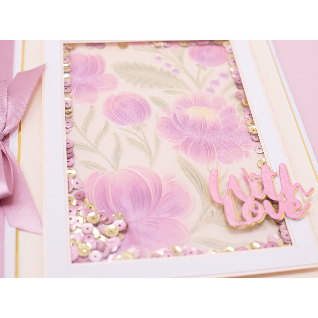 Crafter's Companion Blooming Peonies 3D Embossing Folder cc-3d-ef5-blpe With Love Card
