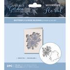 Crafter's Companion Butterfly And Rose Blooms Clear Stamp And Die ng-mf-std-butrb