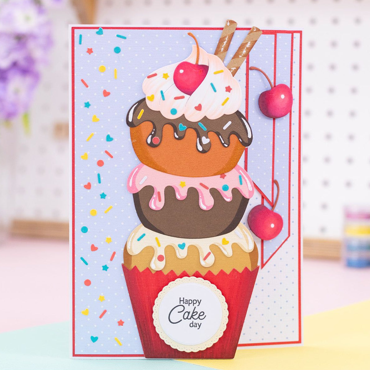 Crafter's Companion Cupcake Clear Stamps And Dies Set cc-std-cupck Birthday Card
