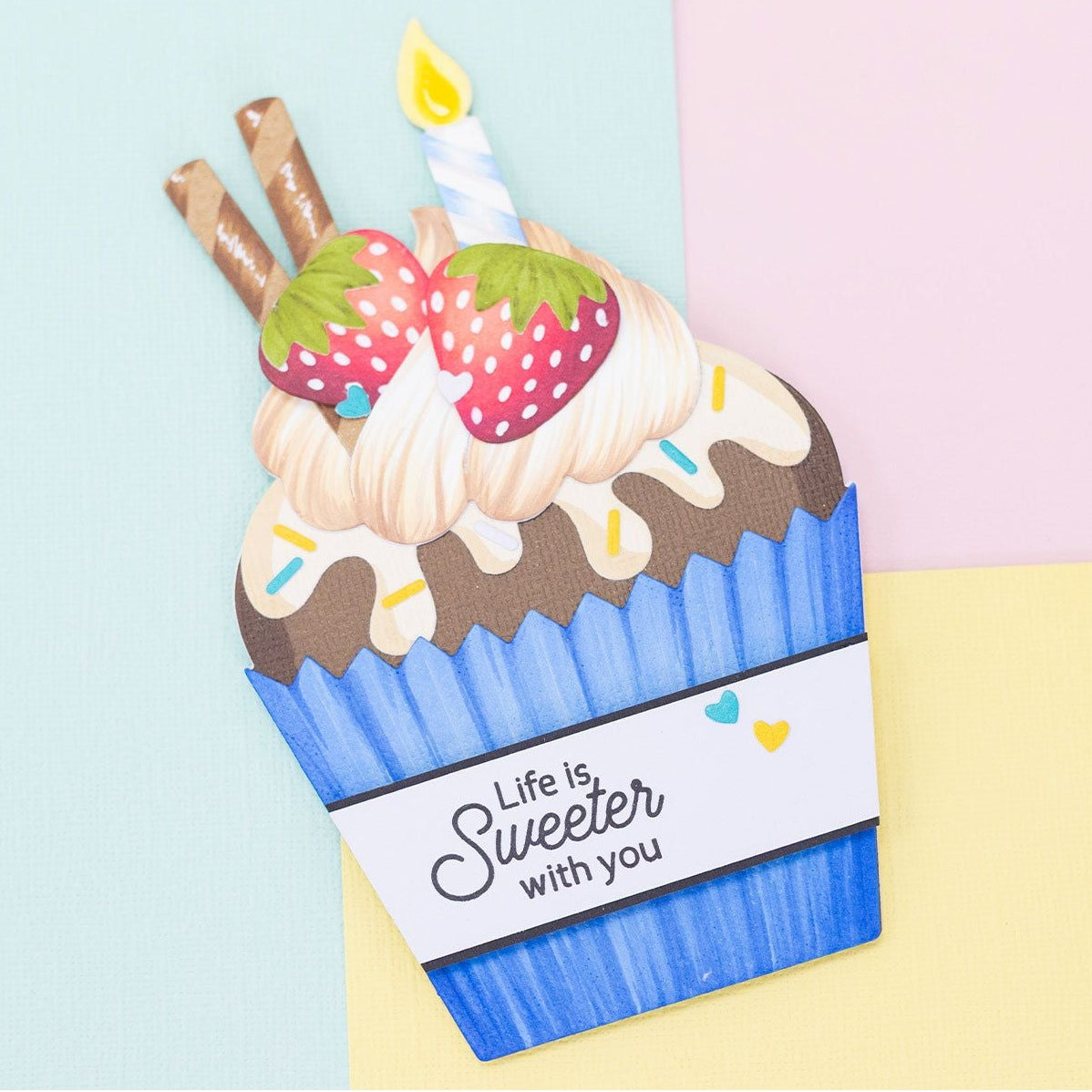 Crafter's Companion Cupcake Clear Stamps And Dies Set cc-std-cupck Life Is Sweeter With You Card