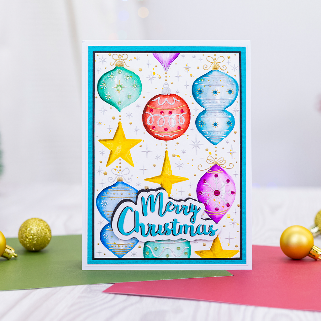 Crafter's Companion Dazzling Baubles 3D Embossing Folder cc-ef5-3d-daba card